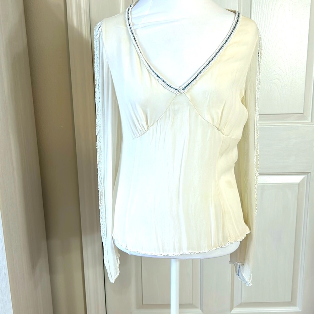 Emma Black | Silk Beaded Sheer Top